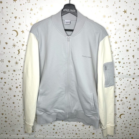 Outdoor Voices | Pickup Bomber Jacket Pastel Blue White Track Jacket Size XL - Picture 3 of 11